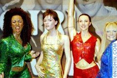 Sporty, Ginger, Posh, Scary and Baby at Madame Tussauds Madame Tussauds Wax Museum on 42nd street Times Square, New York - Popular Culture Trendsetters ~ Portraits of iconic celebrities and trendsetters
who helped shape each decade of the 20th
century are represented in vignettes
highlighted by the fashions, trends, news and fads of the era.