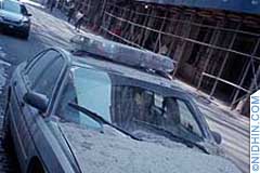 a damaged car in twin towers wtc attacks in new york city on 9-11